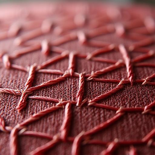 Extreme close-up shot showcasing the perfect stitches on an embroidered cushion.